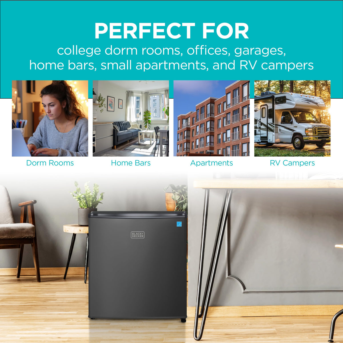 BLACK+DECKER 2.5 Cu. Ft. Compact Refrigerator, BCRK25V, Stainless Look