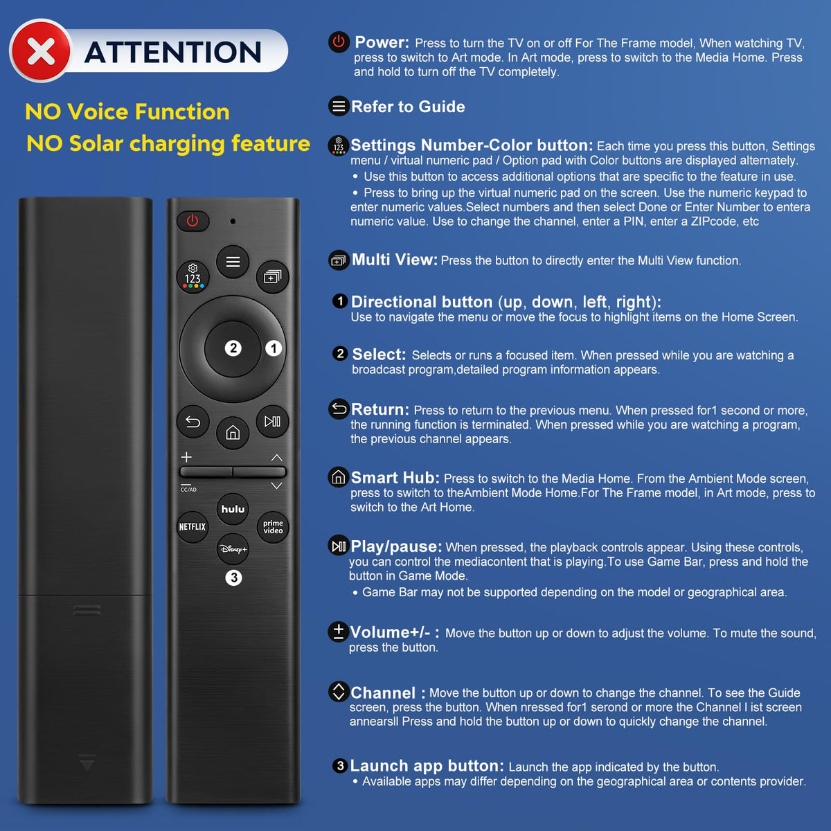 Universal Remote Replacement XRT260 for All VIZIO Smart TV Smartcast 4K P-Series V-Series D-Series M-Series XRT136 XRT140, with Buttons for Netflix Disney Prime Video Hulu (No Voice Function)