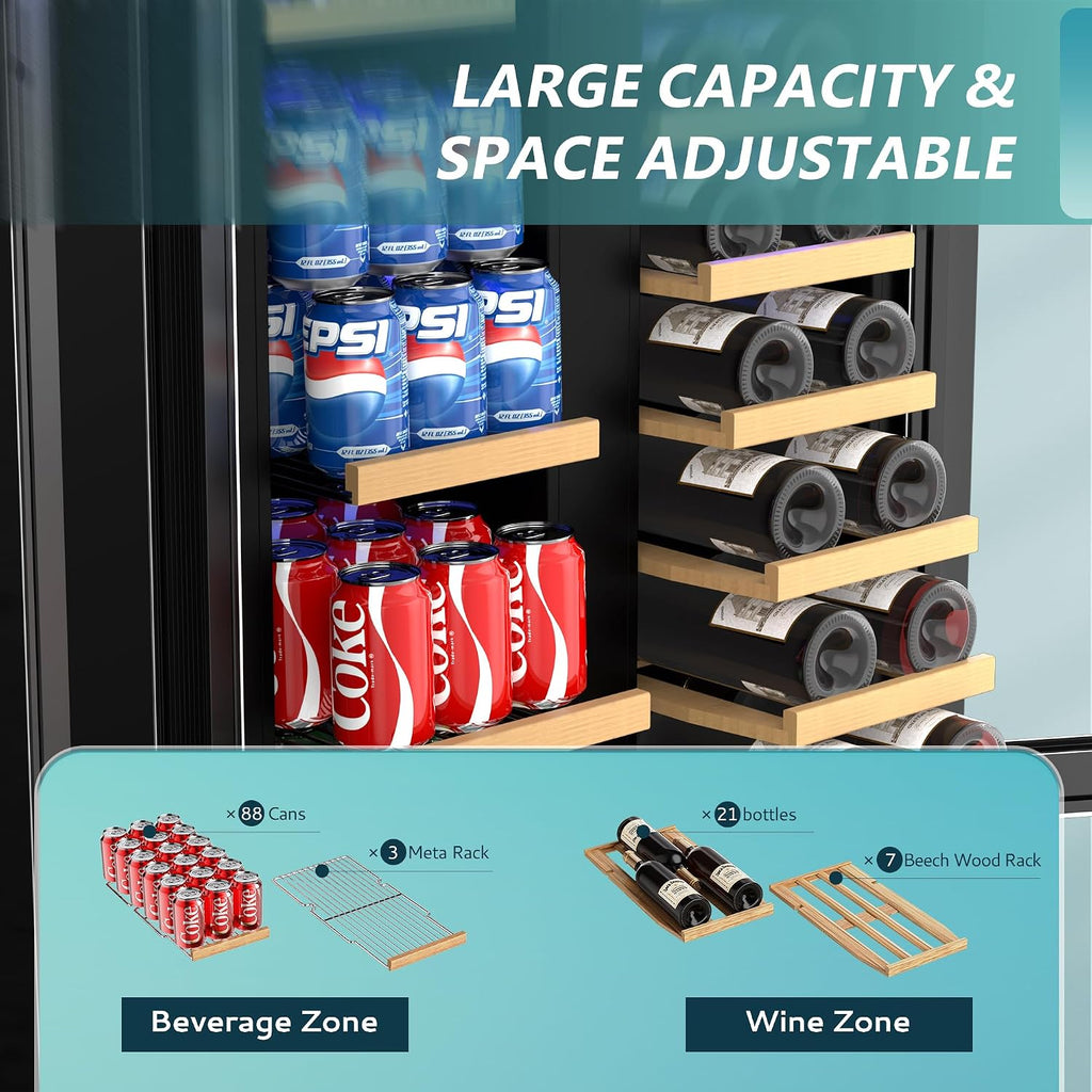 EUHOMY 24 Can Mini Fridge, 18L Beverage Refrigerator with Quiet Compressor