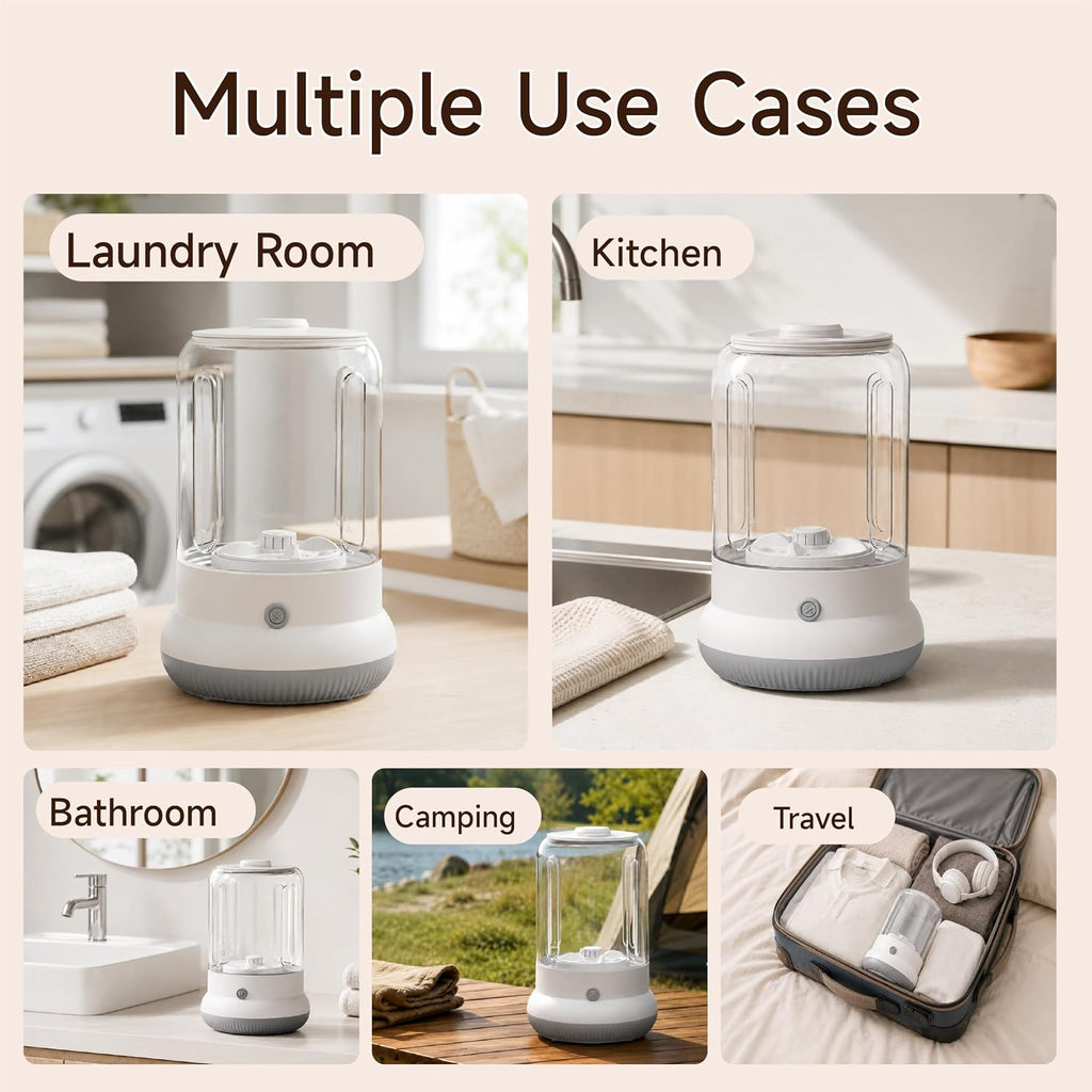Mini Washing Machine, 3L Compact Small Laundry Washer for Underwear, Socks etc.（White）