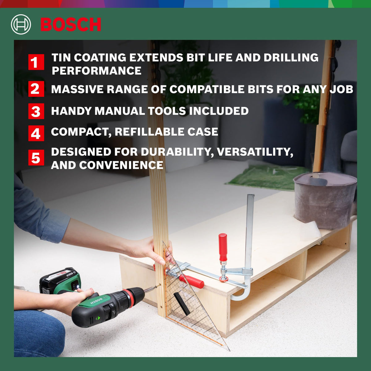 Bosch Accessories 34-piece Screwdriver/Drill bit Set (for Wood, Metal and Stone, Accessories for Drill Drivers)