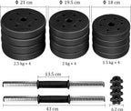 Yaheetech 30KG/25KG/20KG/15KG Adjustable Dumbbells Weight Set for Men/Women
