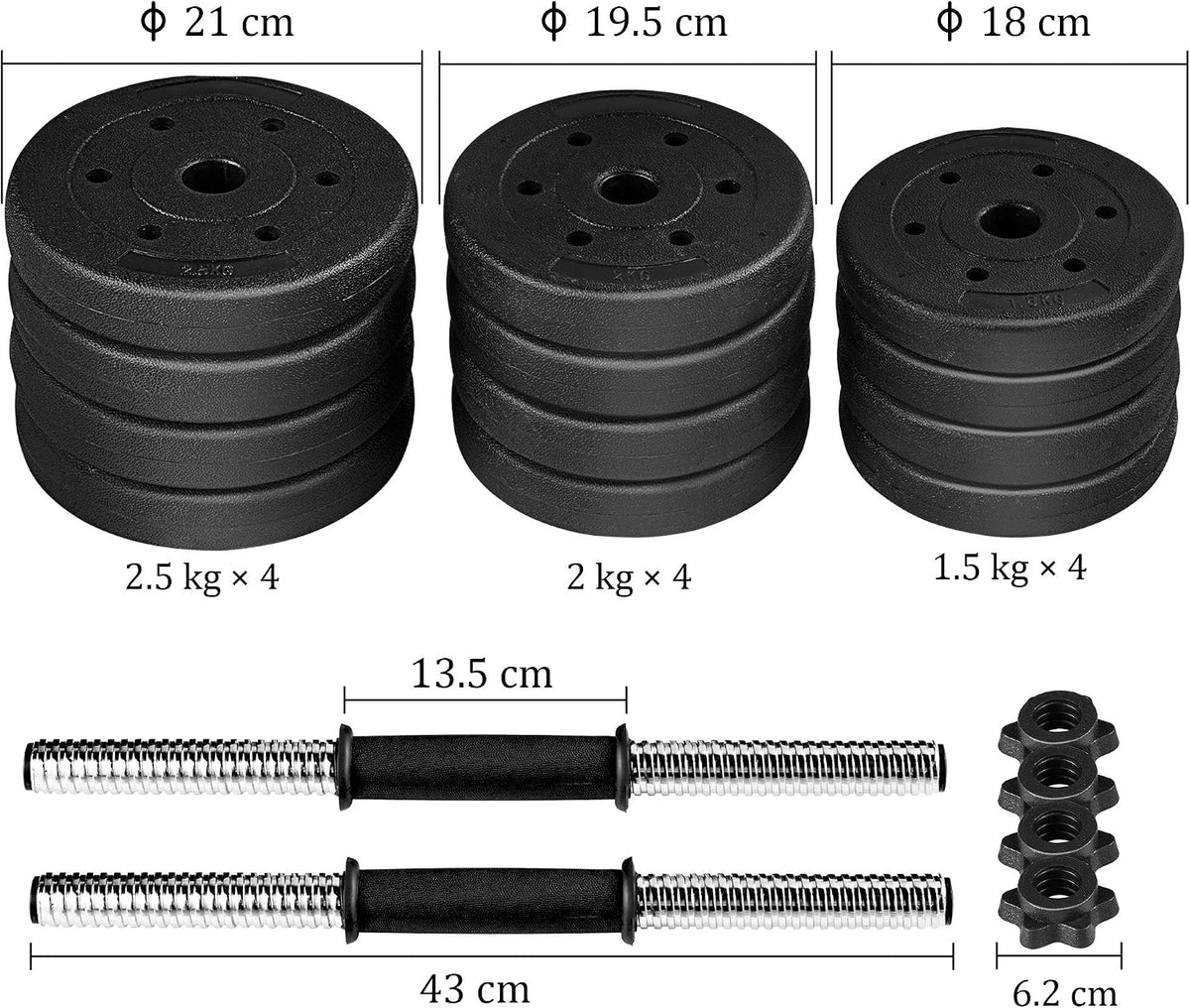 Yaheetech 30KG/25KG/20KG/15KG Adjustable Dumbbells Weight Set for Men/Women