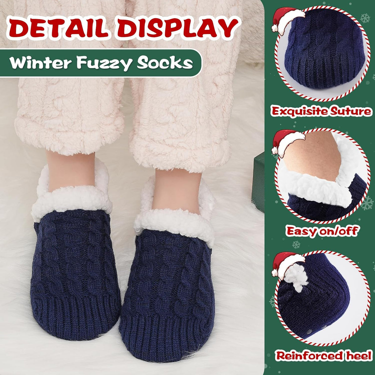 Niorasen Fluffy Slipper Socks Women Men, Winter Gift for Her, UK 4-9