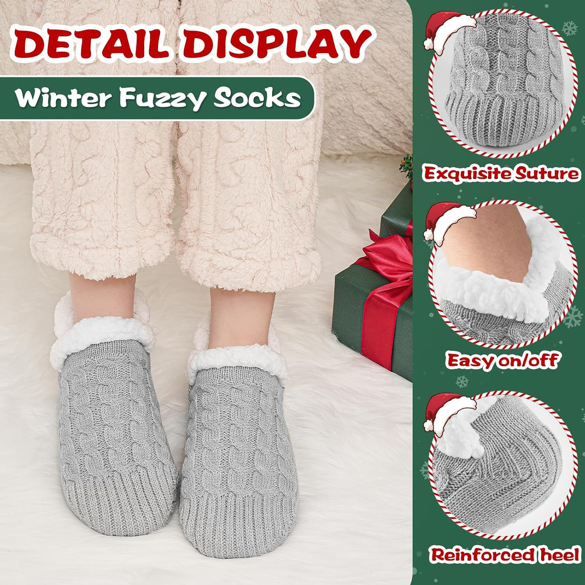 Niorasen Fluffy Slipper Socks Women Men, Winter Gift for Her, UK 4-9