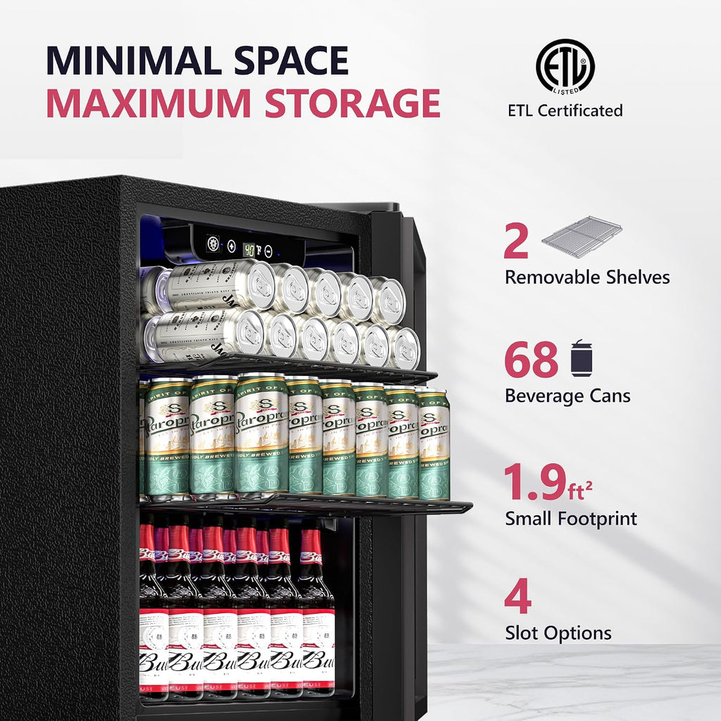 Icyglee 126 Can Mini Fridge, 3.2 Cu.Ft Beverage Refrigerator, Drink Cooler