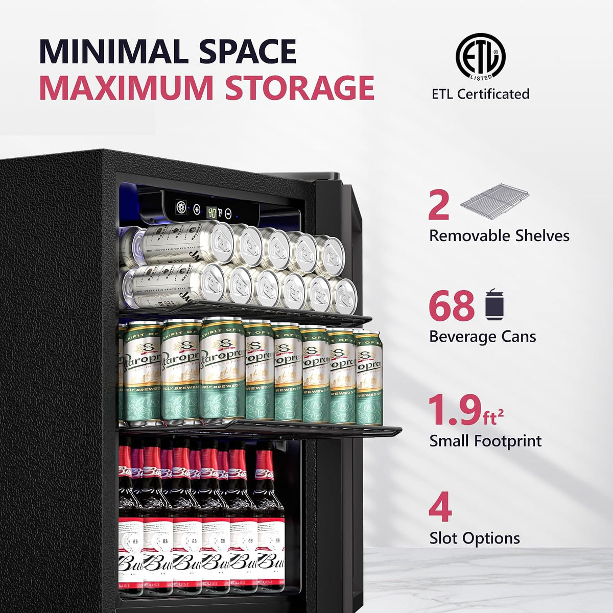 Icyglee 126 Can Mini Fridge, 3.2 Cu.Ft Beverage Refrigerator, Drink Cooler
