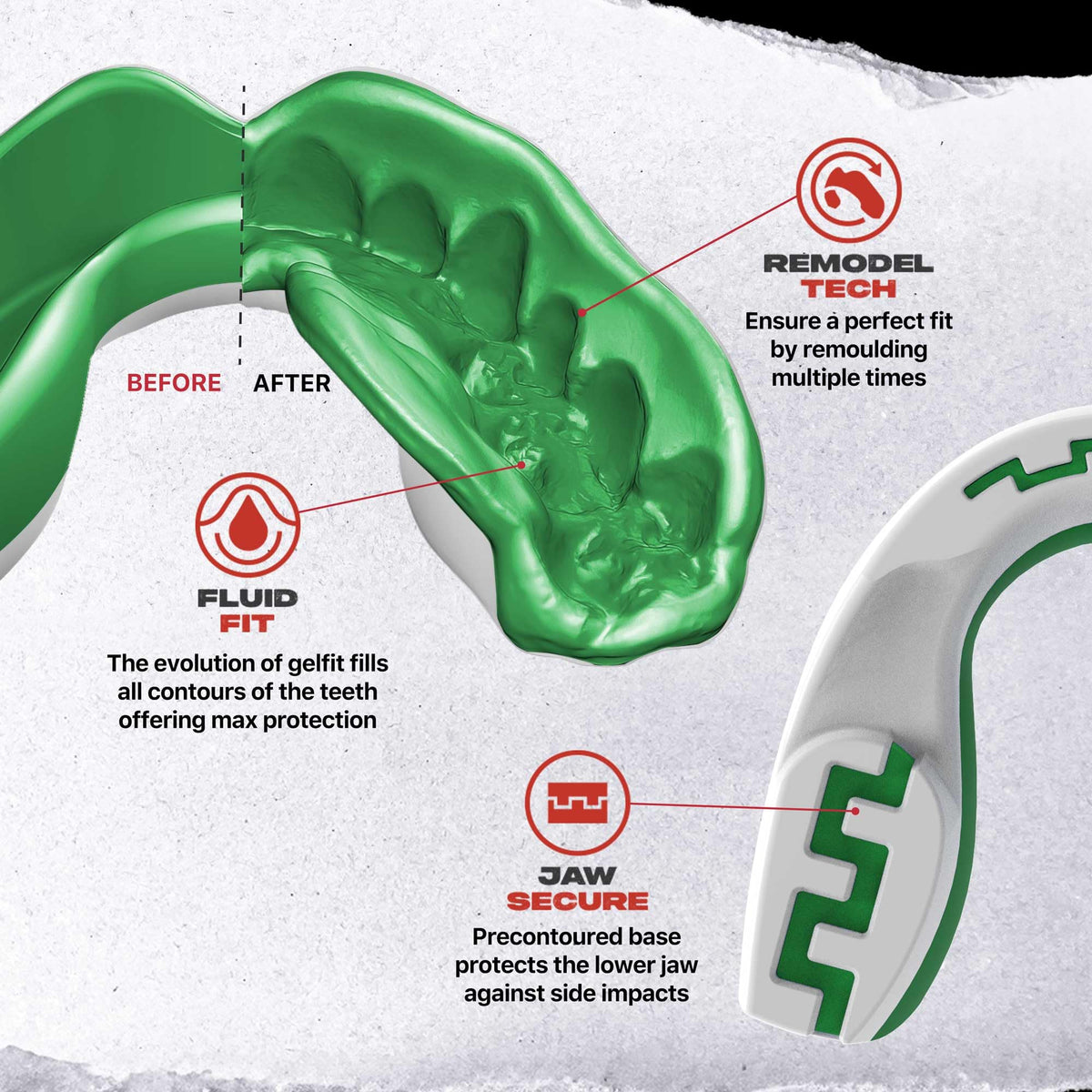 SAFEJAWZ Mouth Guard, Adult & Junior Dual Layer Gum Shield with Case
