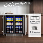 Yeego Beverage Refrigerator - 24 inch 180 Cans Beer Cooler with Glass Door