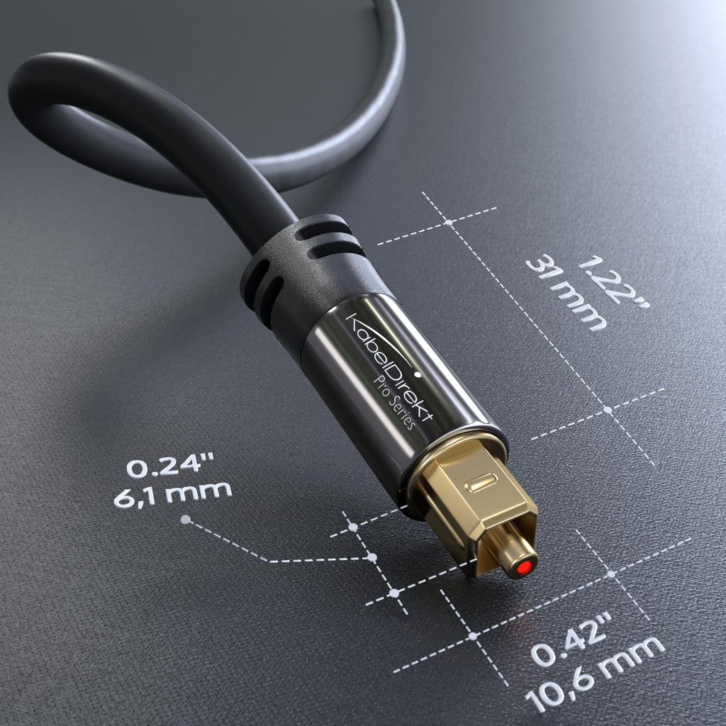 KabelDirekt – Optical Audio TOSLINK Cable – 6ft – Soundbar
