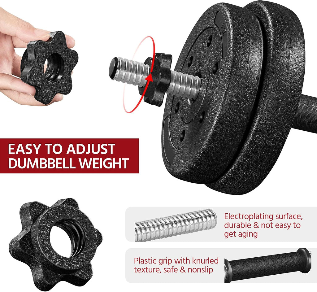 Yaheetech 30KG/25KG/20KG/15KG Adjustable Dumbbells Weight Set for Men/Women