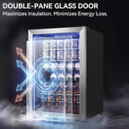 2.5 Cu.Ft Beverage Fridge, Glass Door Mini Fridge, Silver, 96 Can