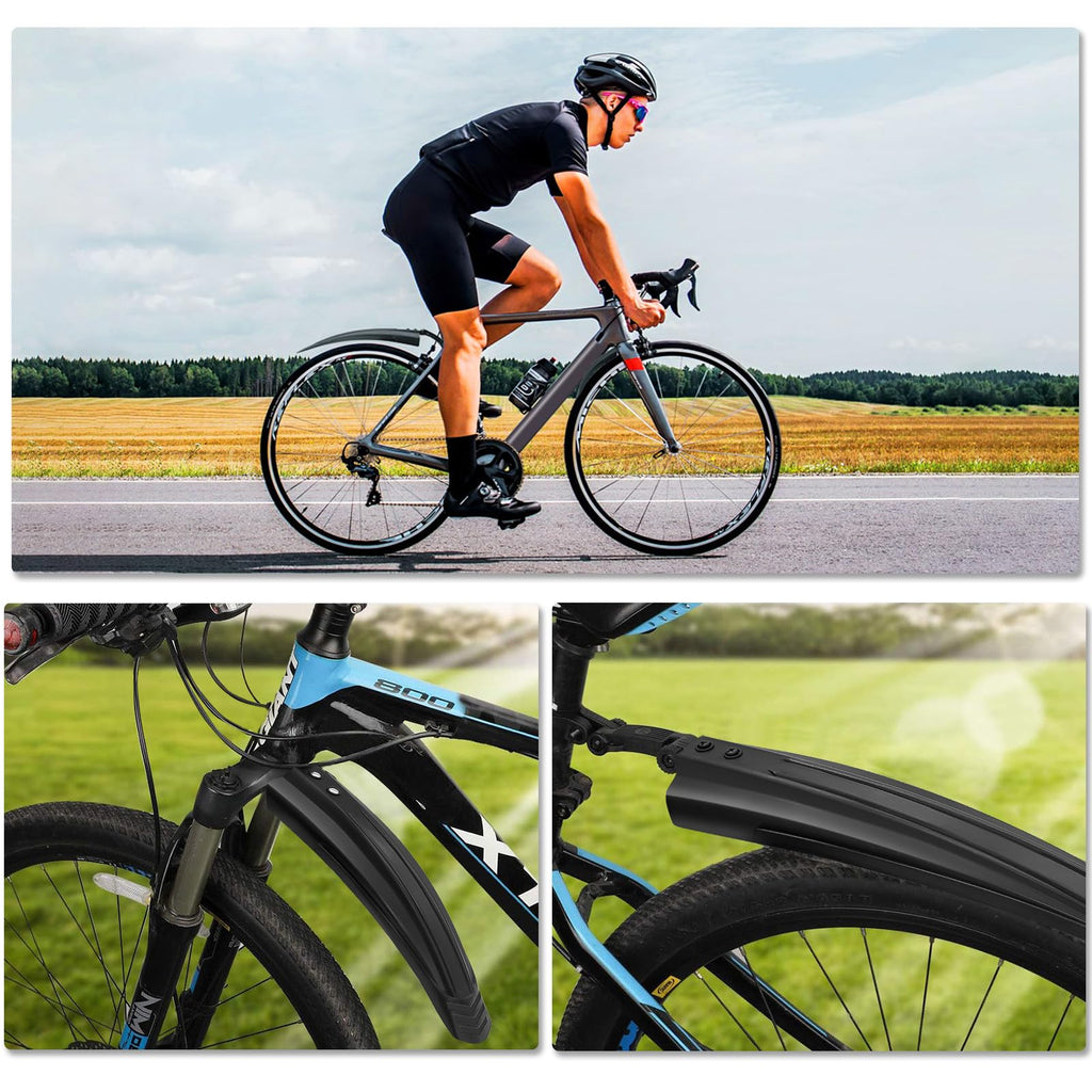 Bike Mudguard Set, Portable Adjustable Road Mountain Bike Bicycle Cycling Tires Front and Rear Mud Guard Fenders for MTB Mountain Road Bike