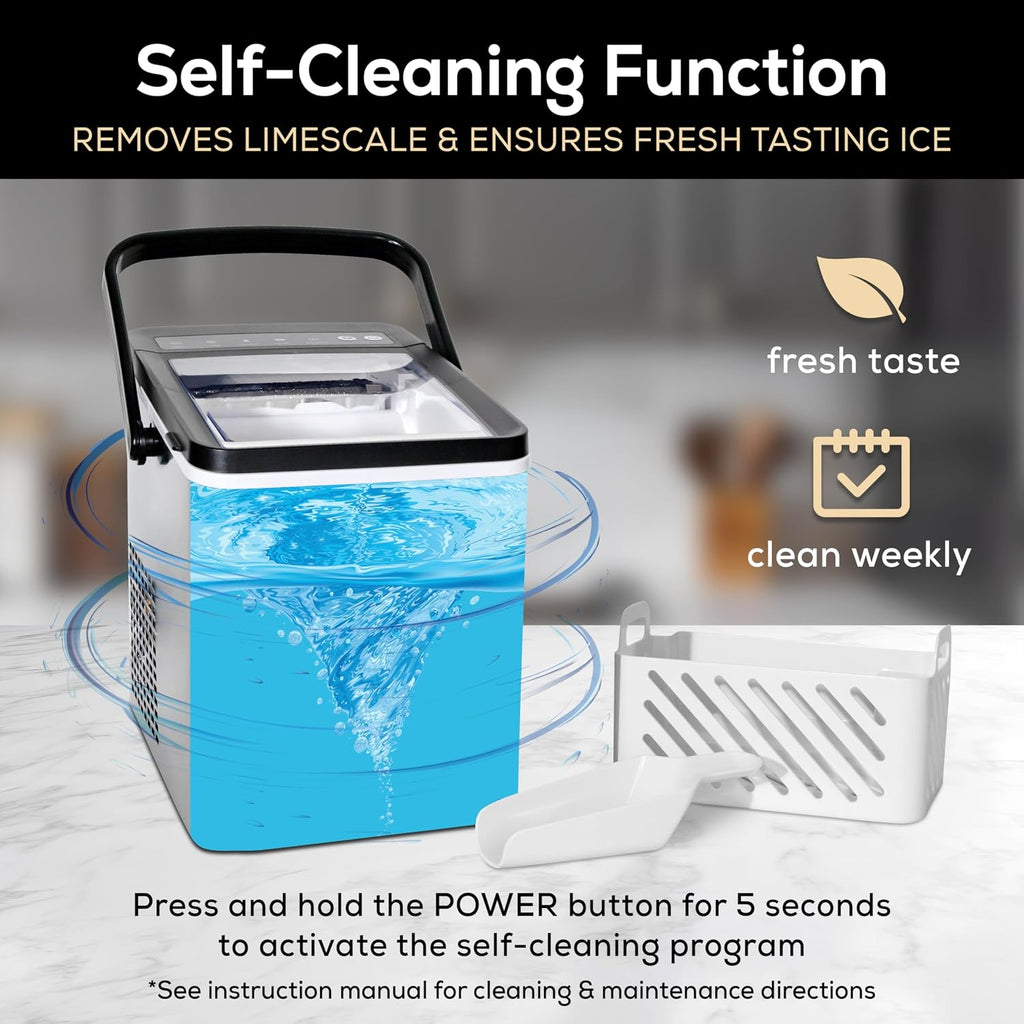 Igloo Ice Maker Countertop, Portable Ice Maker with Handle, 26lbs, Black