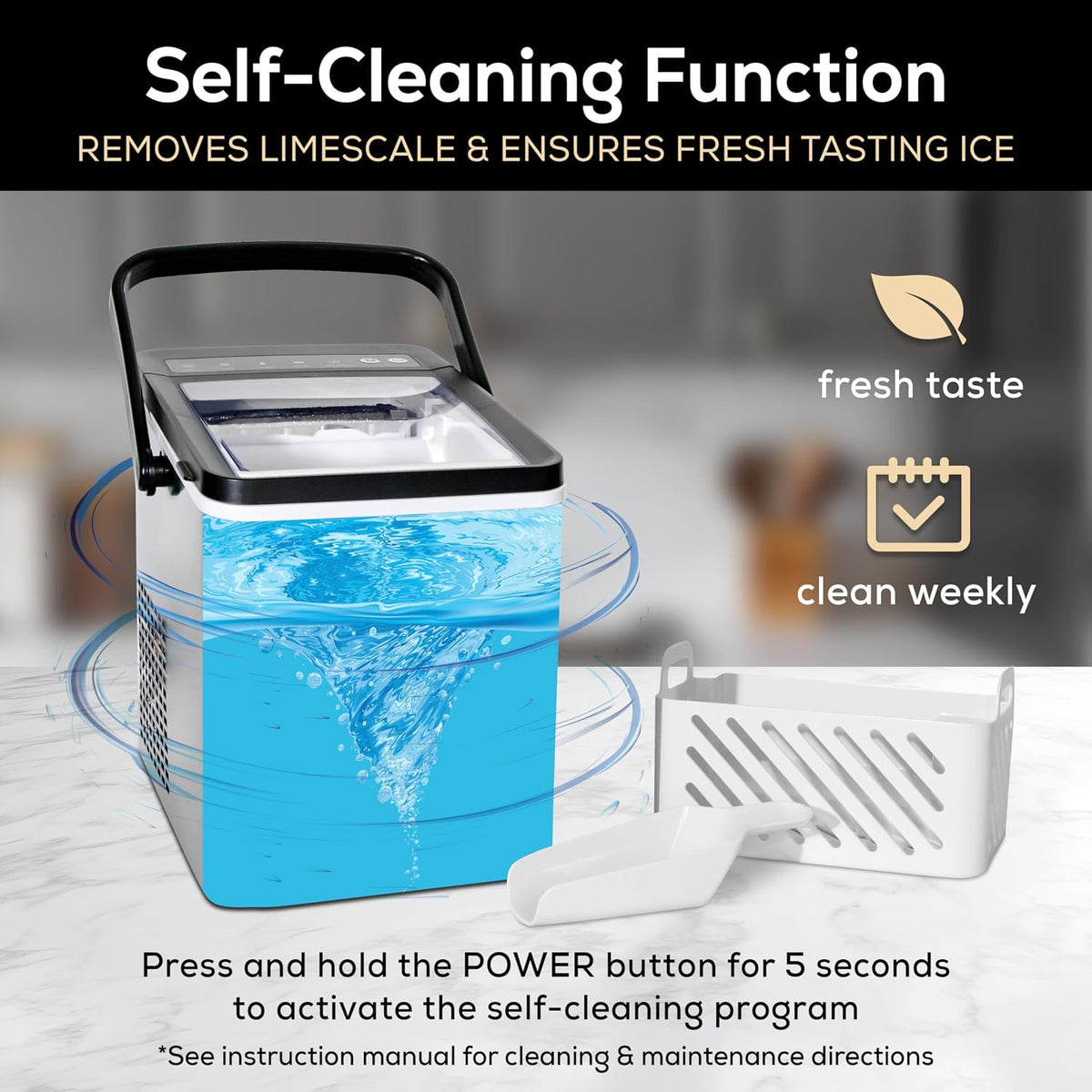 Igloo Ice Maker Countertop, Portable Ice Maker with Handle, 26lbs, Black