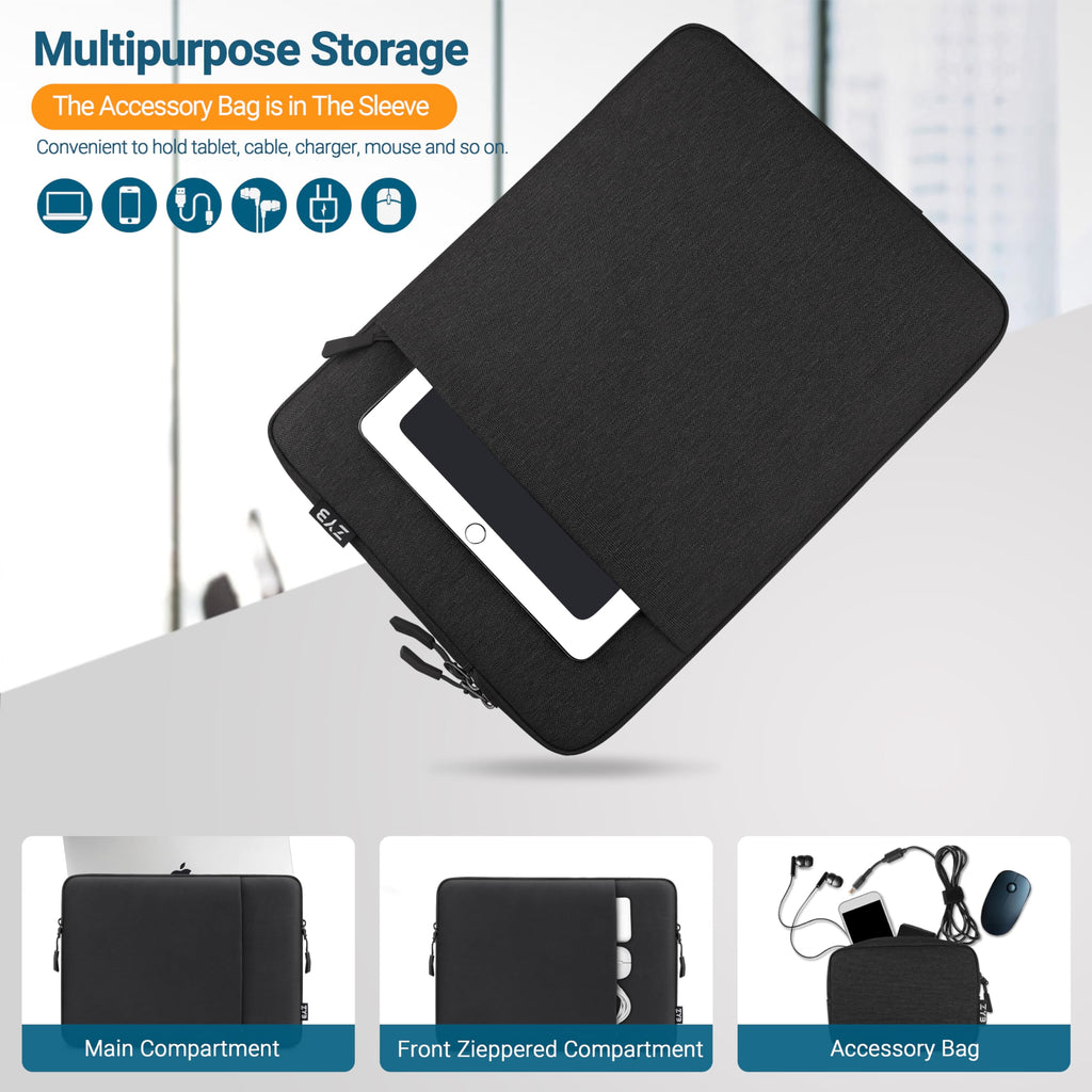 ZYB Laptop Sleeve 14 Inch, Waterproof Shockproof 14 Inch Laptop Case for 14" Notebook Lenovo Thinkpad IdeaPad, MacBook Air 15.3 2026-2023 M5 M4 M3 M2, 14" HP Dell Acer Chromebook Mac Pro 15-Black