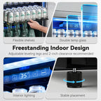 130 Can Beverage Refrigerator, 3.2 Cu.ft Fridge, Glass Door