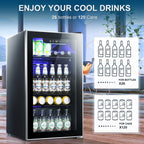 Antarctic Star 18L Mini Fridge Cooler 24Can, Beverage Refrigerator with Quiet Compressor, LED Light,Freestanding Small Fridge with Electronic Temperature Control for Home and Bar(40-61 ℉)