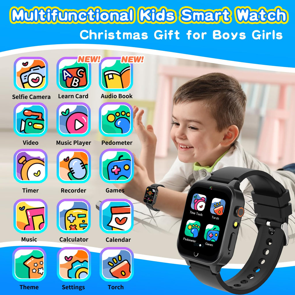 Kids Smart Watches Girls Age 5-12, 26 Games High-Resolution Touchscreen Kids Watch with Video Camera Music Player Pedometer Flashlight 12/24 hr Educational Toys Birthday Gifts for Girls Ages 6 7 8