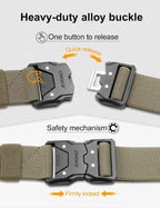 JUKMO Quick Release Tactical Belt, Military Work 1.5" Nylon Web Hiking Belt