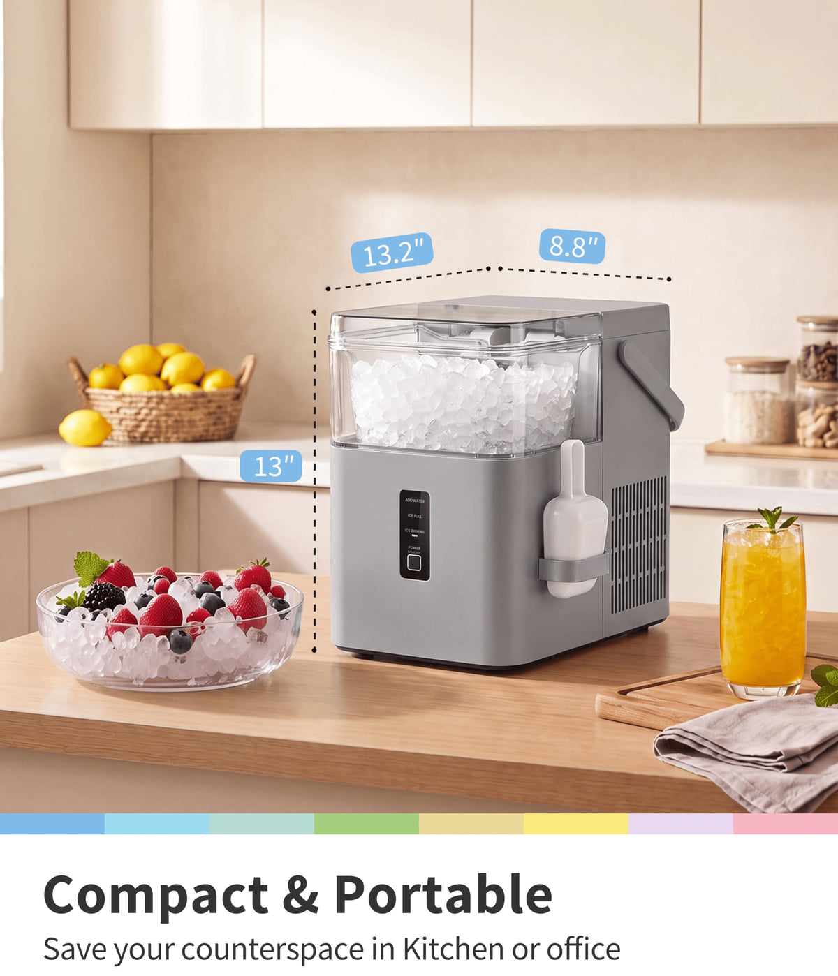 Comfee 33lbs Countertop Nugget Ice Maker, Self-Cleaning, with Ice Scoop