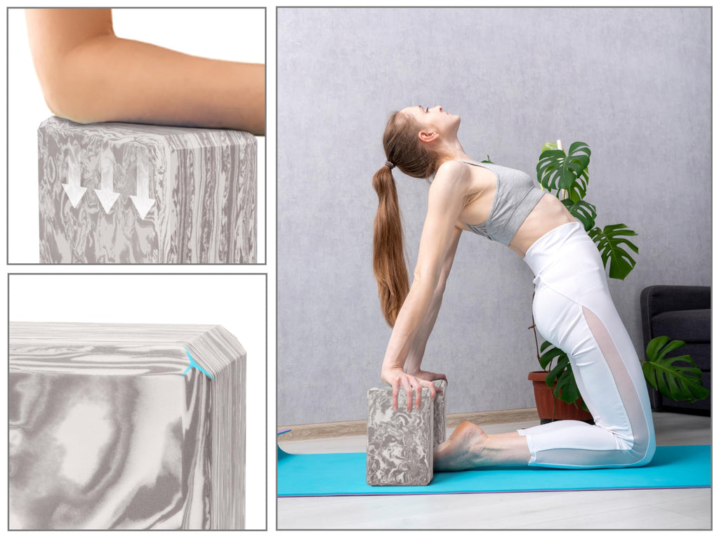 EXERZ Yoga Blocks 2pcs Gym Bricks -Comfortable Fitness Yoga Bricks, Anti-Slip, Lightweight and Travel Friendly Pilates Practice