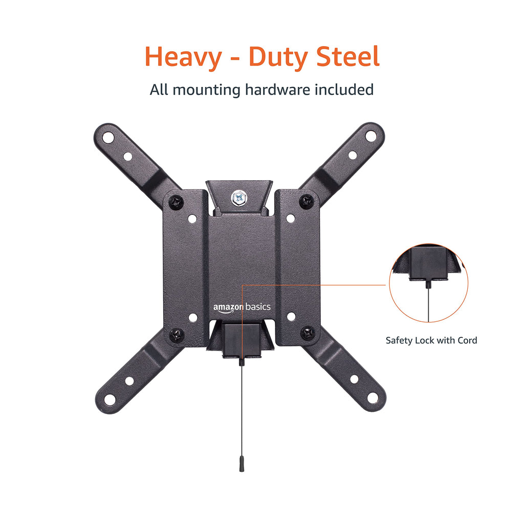 Amazon Basics Full Motion Articulating TV Wall Mount with Tilt Swivel, Extends 16 inches, VESA 200x200, for 12" to 40" TVs, 40 lbs, Black