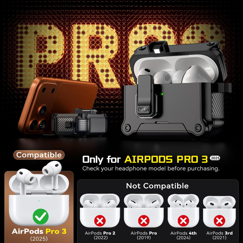 Inesore for AirPods AirPods Pro 1st/2nd Case with Secure Lock (Black)