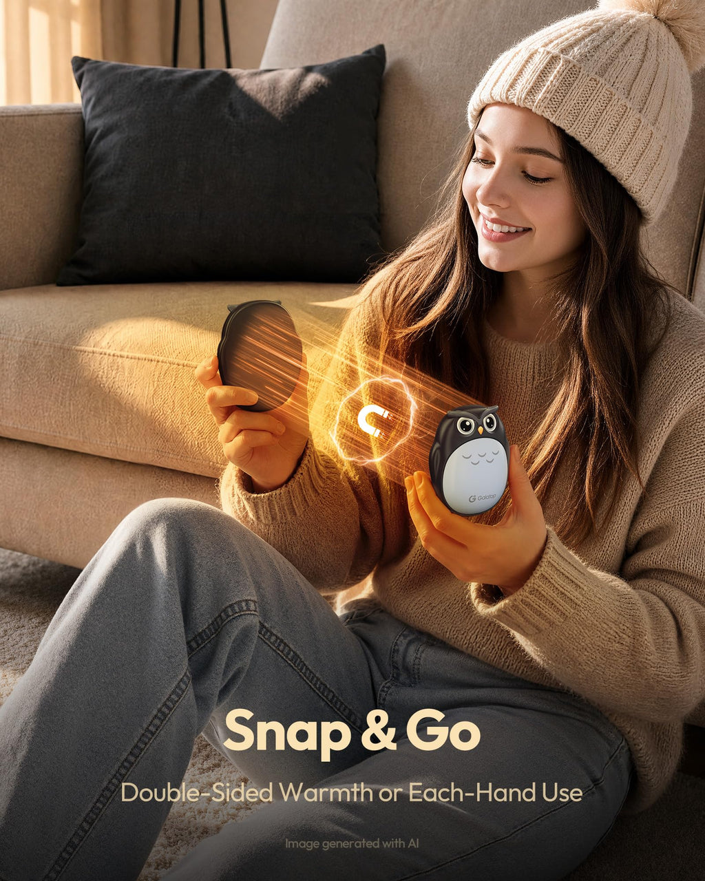 Gaiatop Rechargeable Hand Warmers 2 Pack, Cute Owl Handwarmers