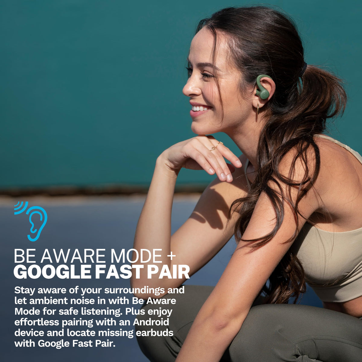JLab, Go Sport+, True Wireless Workout Earbuds, Bluetooth Sport Earbuds, Clear Calling, Sand