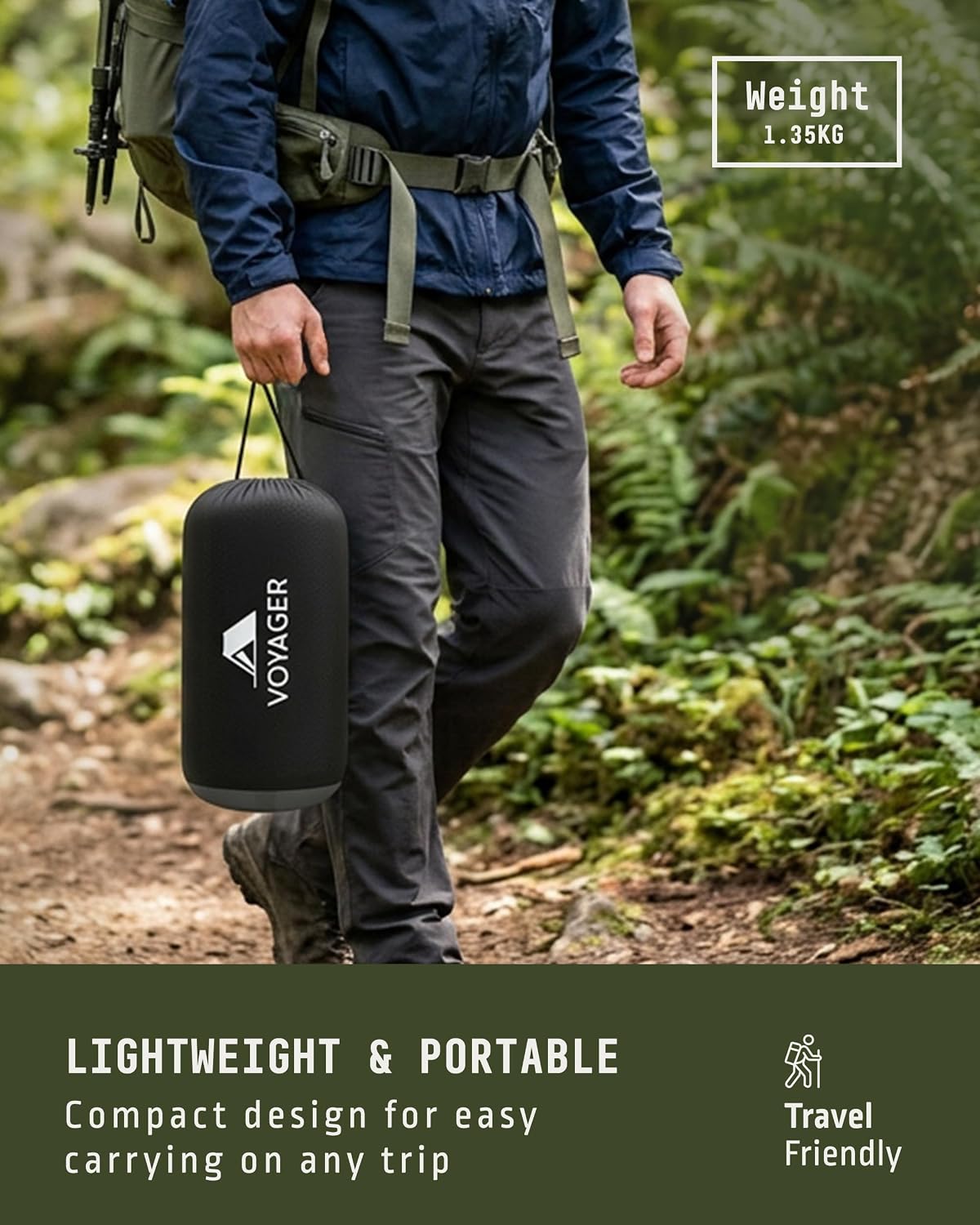 Voyager Sleeping Bag for Adults, Lightweight 3-4 Season Waterproof Camping
