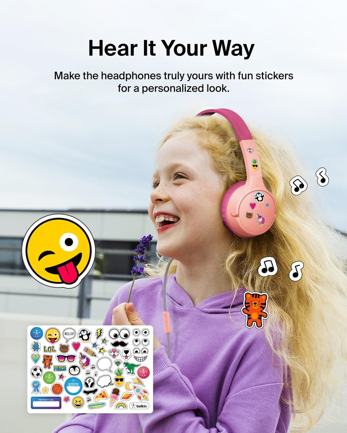 Belkin SoundForm Mini Kids Headphones, Wireless & Wired, 30H Playtime, Case