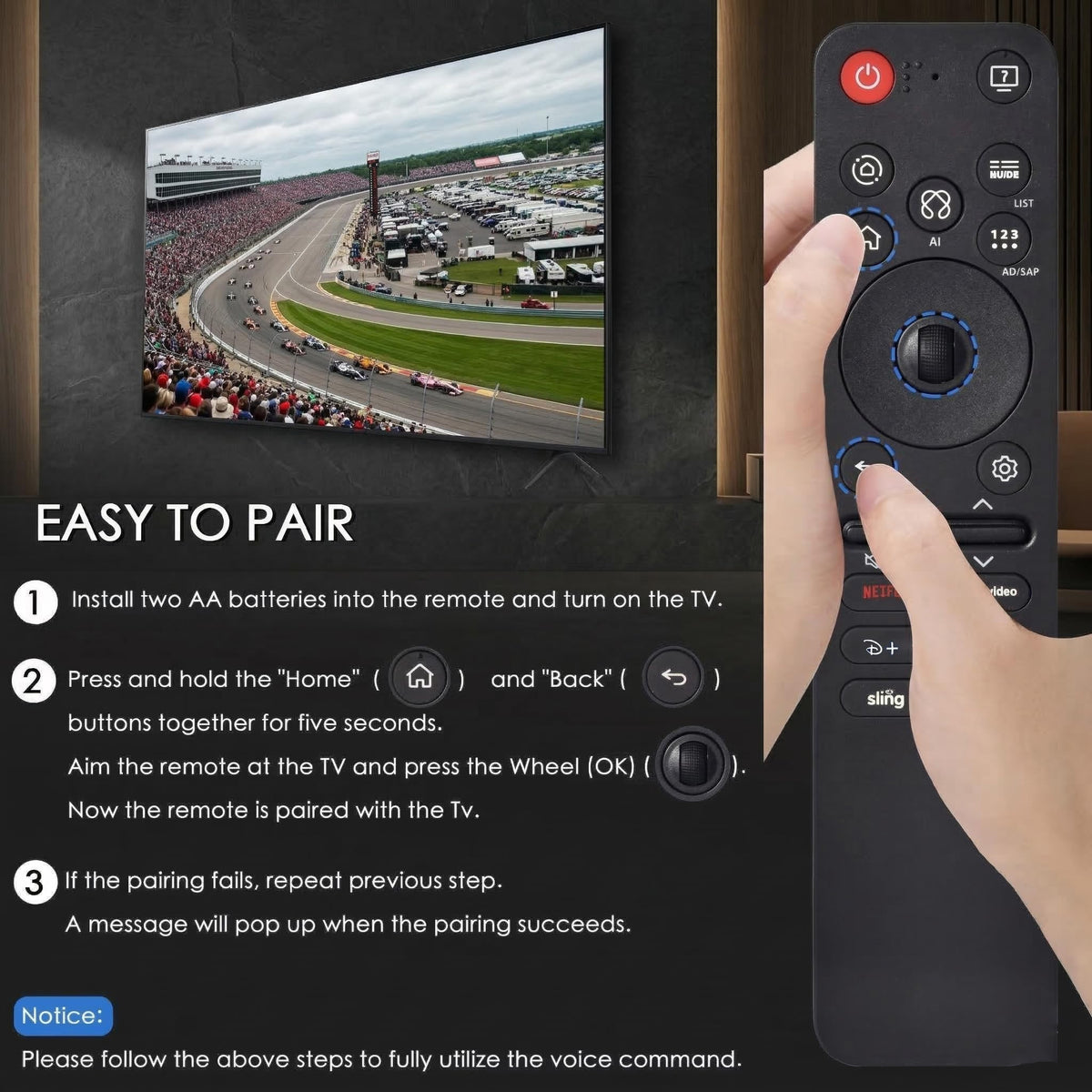 Replacement for Hisense Smart Google TV Voice Remote Control