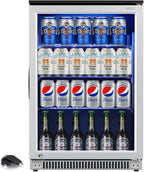 Weili 20 Inch Under Counter Beverage Refrigerator with Glass Door, 120 Can