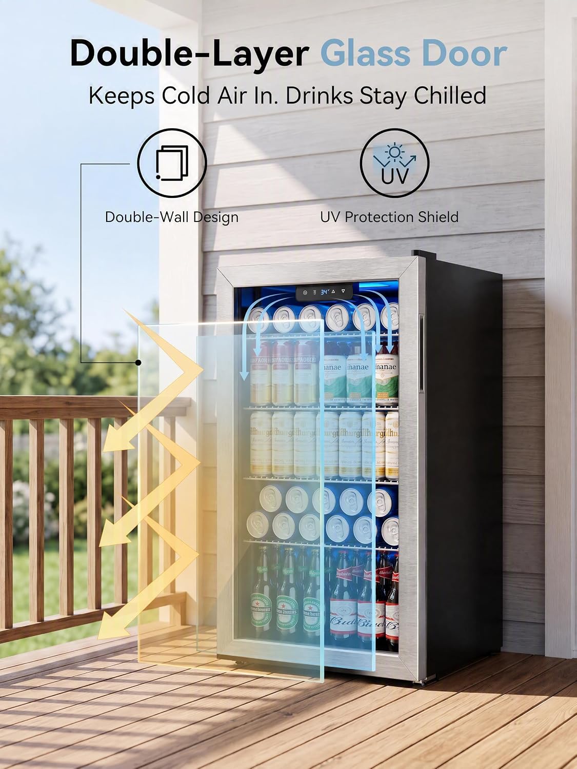 Icyglee 126 Can Mini Fridge, 3.2 Cu.Ft Beverage Refrigerator, Drink Cooler