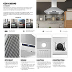 30 in. Lumin Coll 380 CFM Ducted Island Range Hood, LED, Stainless Steel