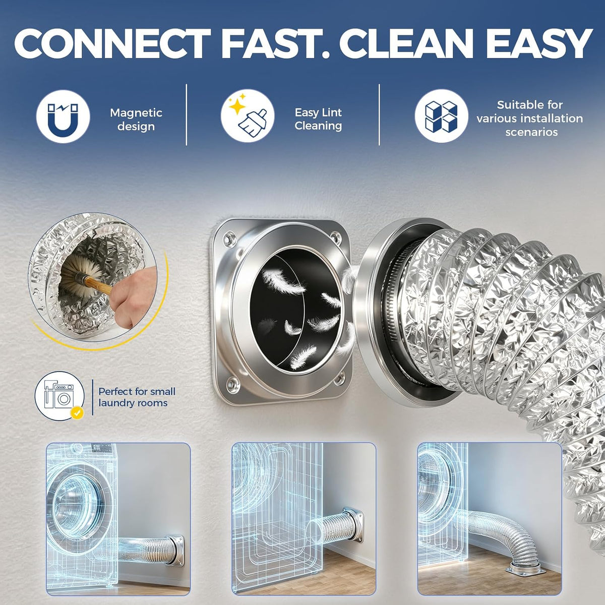 ALORAIR Magnetic Dryer Vent Connector Kit, 4-Inch Quick Connect, DV180