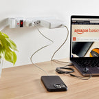 Amazon Basics Surge Protector Power Strip, 6-Outlet with 200J Protection, Circuit Breaker, LED Indicator, On/Off Switch, Wall-Mounting, 2ft Extension Cord, White, 2-Pack