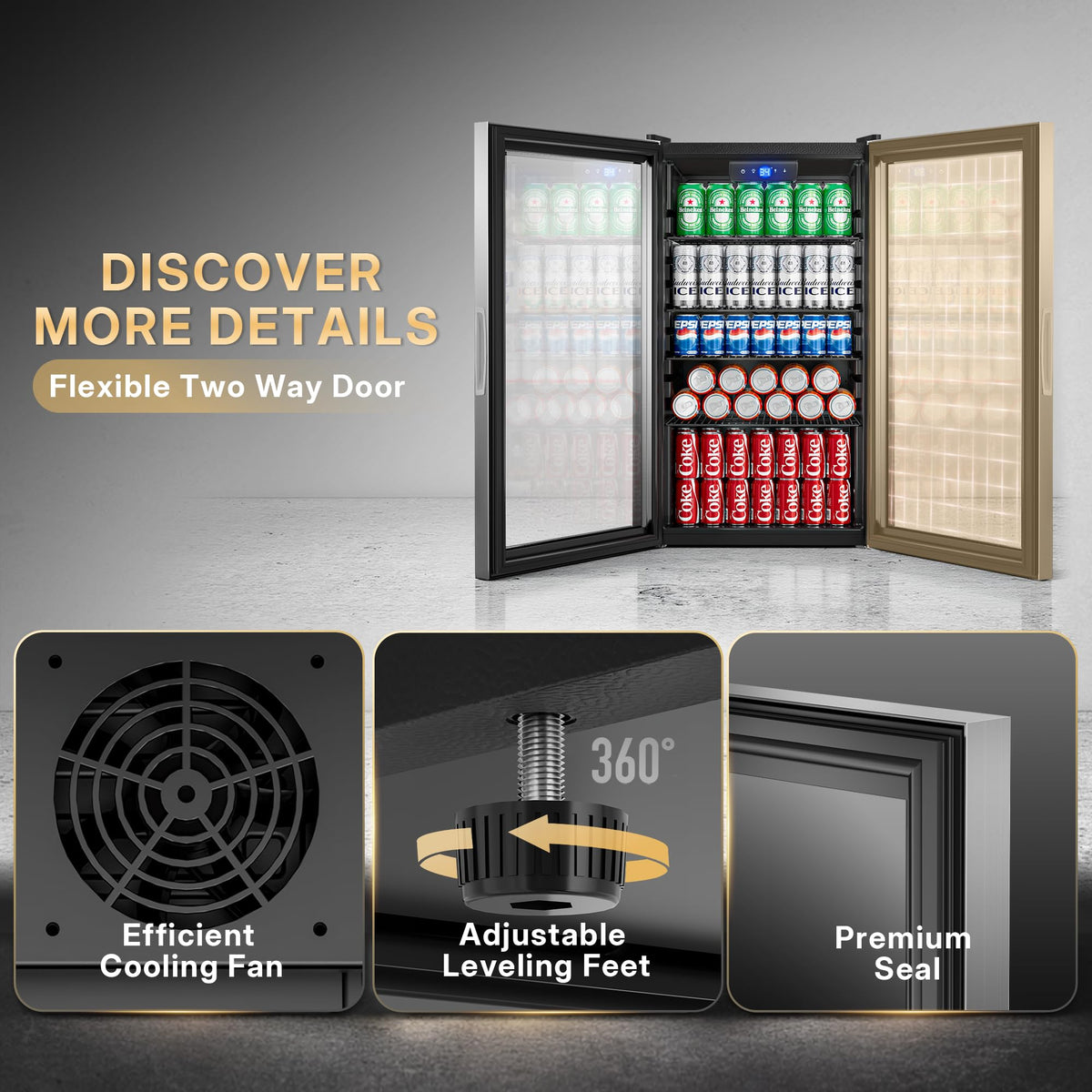Beverage Refrigerator, 2.47 Cu.Ft Mini Fridge Beverage Cooler