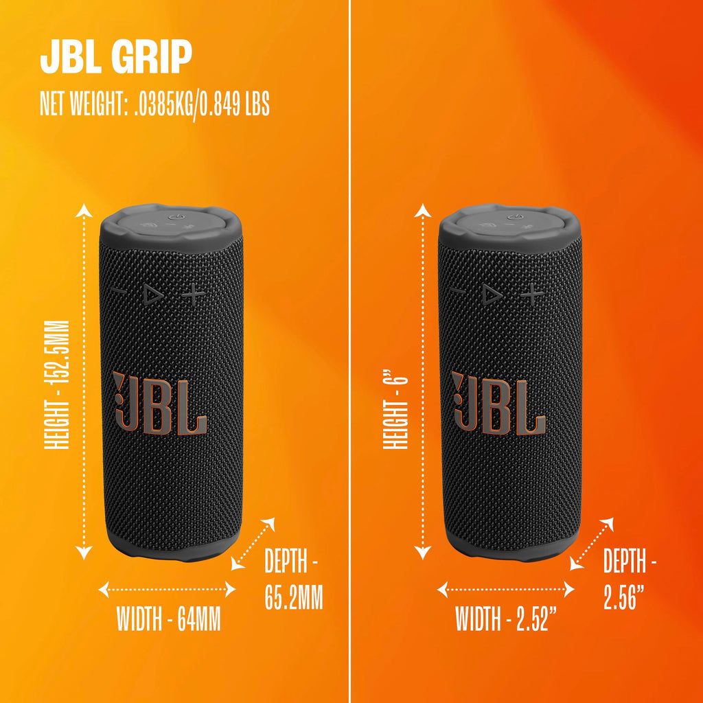 JBL Grip Portable Bluetooth Speaker, Waterproof, Ambient Light - Red
