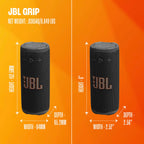 JBL Grip Portable Bluetooth Speaker, Waterproof, Ambient Light - Red