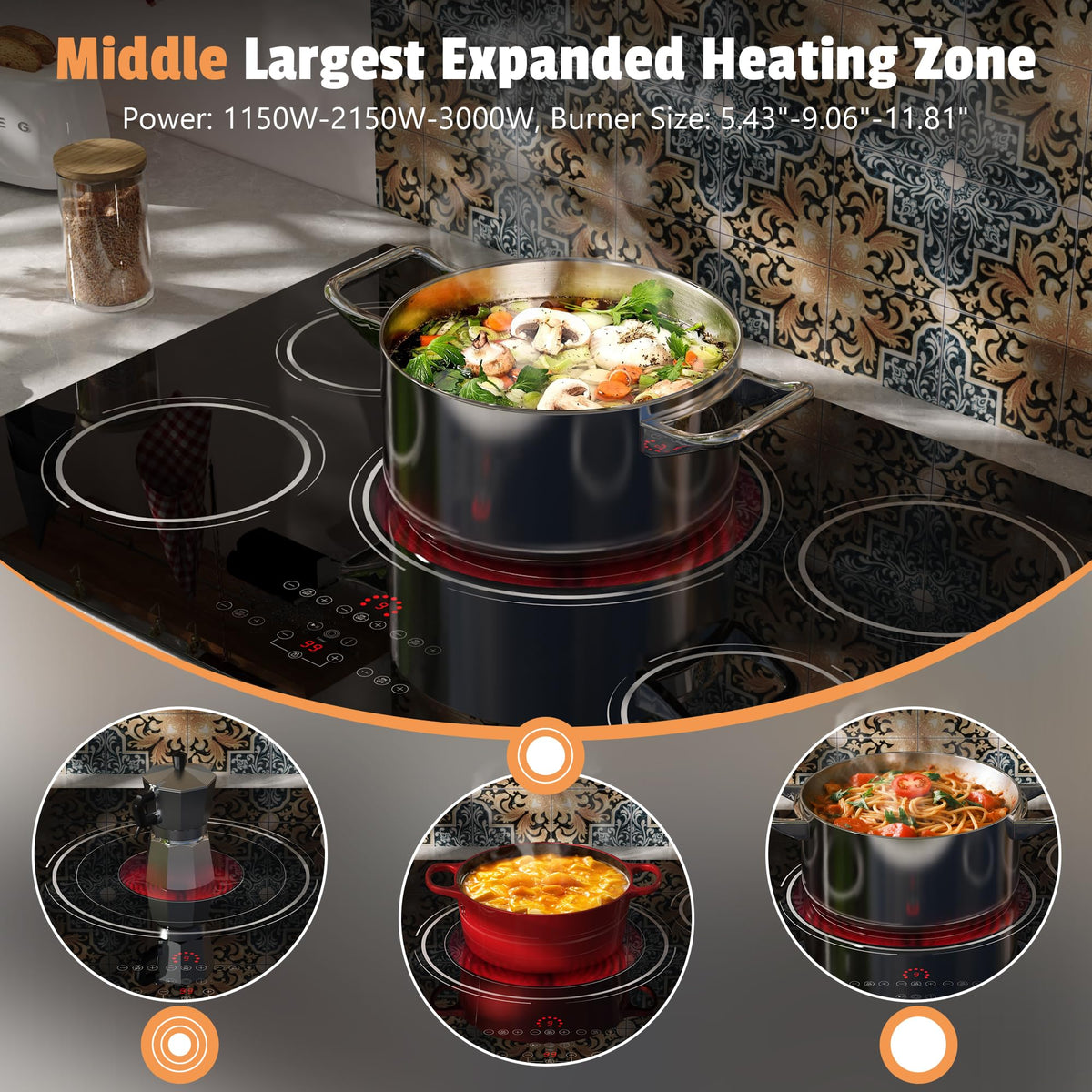 2 Burner Electric Cooktop 110V, 2000W Shard Power