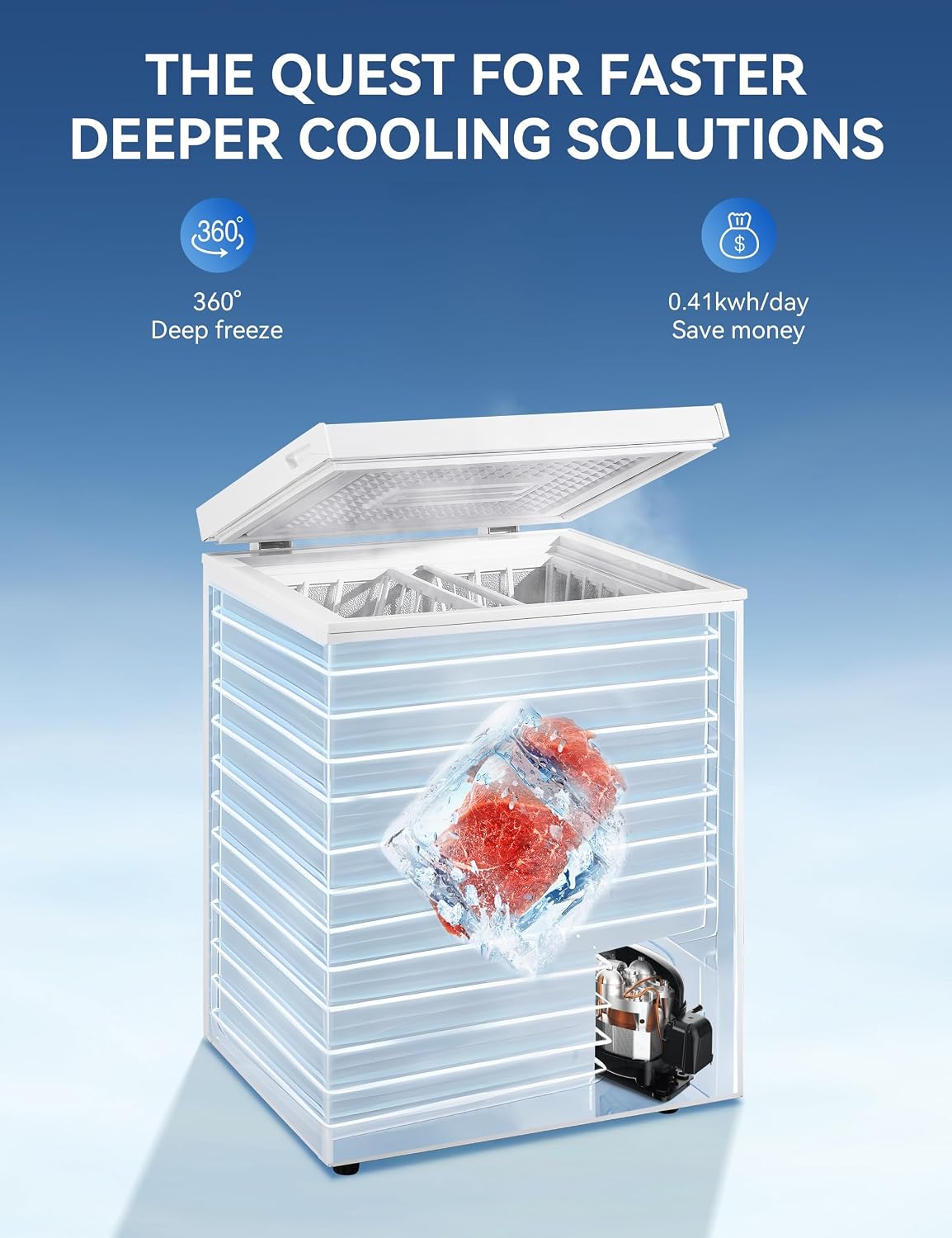 7.0 Cu Ft Chest Freezer - Energy Saving Quiet Top Open Door Mini Freezer Adjustable 6 Thermostat - Compact Small Deep Freezer w/Removable Basket and Defrost Water Drain for Home/Apartment/Garage