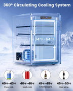 Feelfunn 2.6CuFt Beverage Refrigerator, 95 Can Mini Fridge with Glass Door