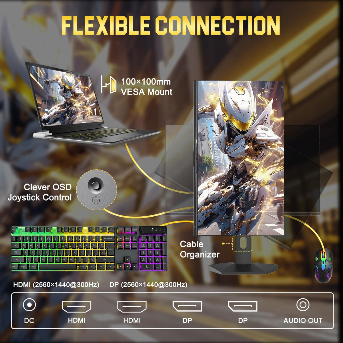 SANSUI 24 Inch Gaming Monitor 200Hz 1Ms FreeSync HDR 110% sRGB FHD 1080P Computer Monitor HDMI DP Ports Eye Care Frameless VESA Mount Cable Management(ES-G24F4L HDMI Cable Included)
