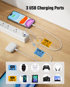 SUPERDANNY 6Ft Thin Extension Cord, Flat Plug Surge Protector Power Strip