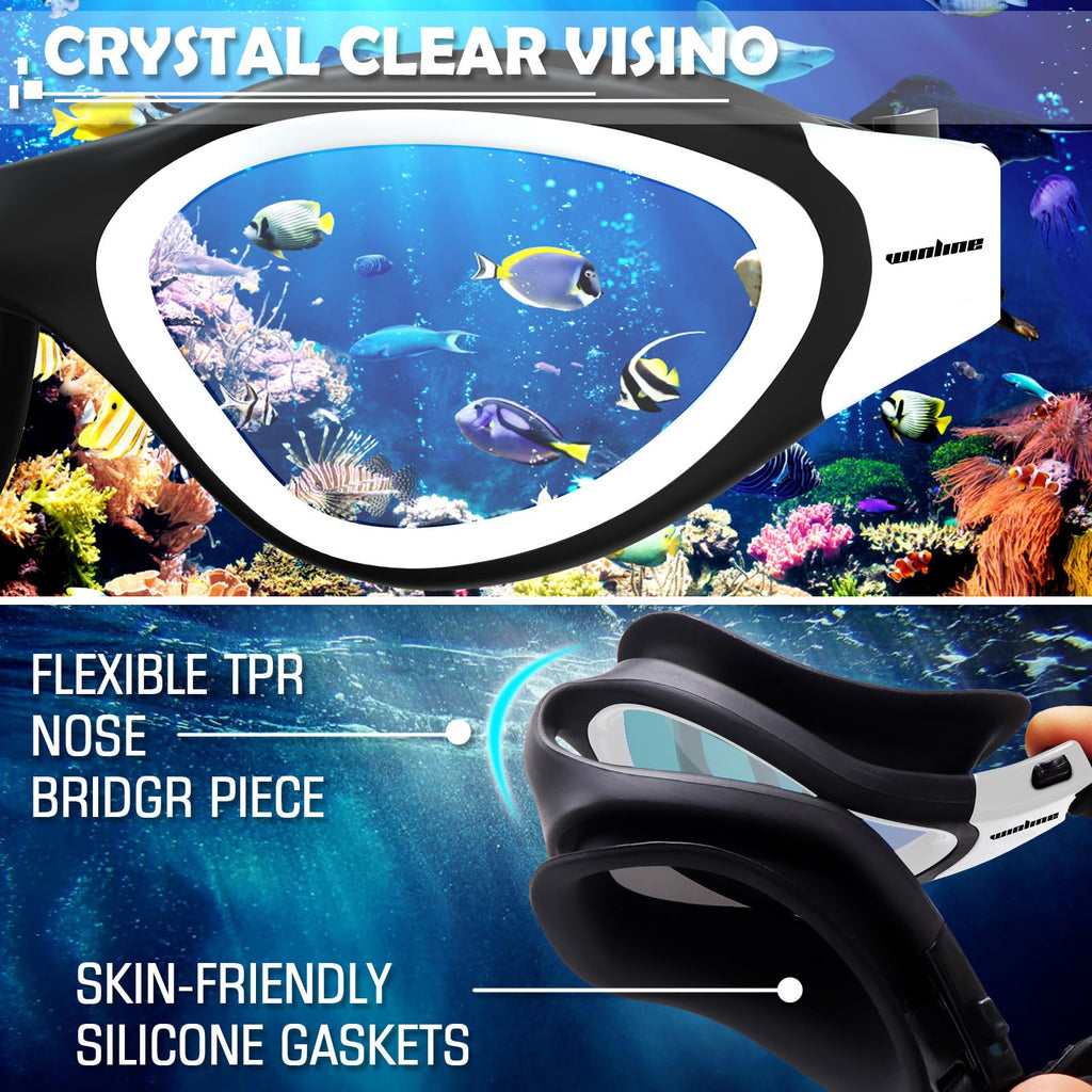 Winline Adult Swimming Goggles,Open Water Goggles Swimming Anti Fog UV Protection No Leakage Clear Vision Easy to Adjust for Adults Men Women Teenagers
