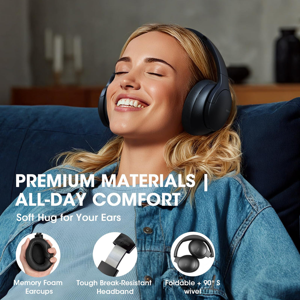 DOQAUS Bluetooth Headphones Over Ear, Headphones Wireless with 90H Playtime