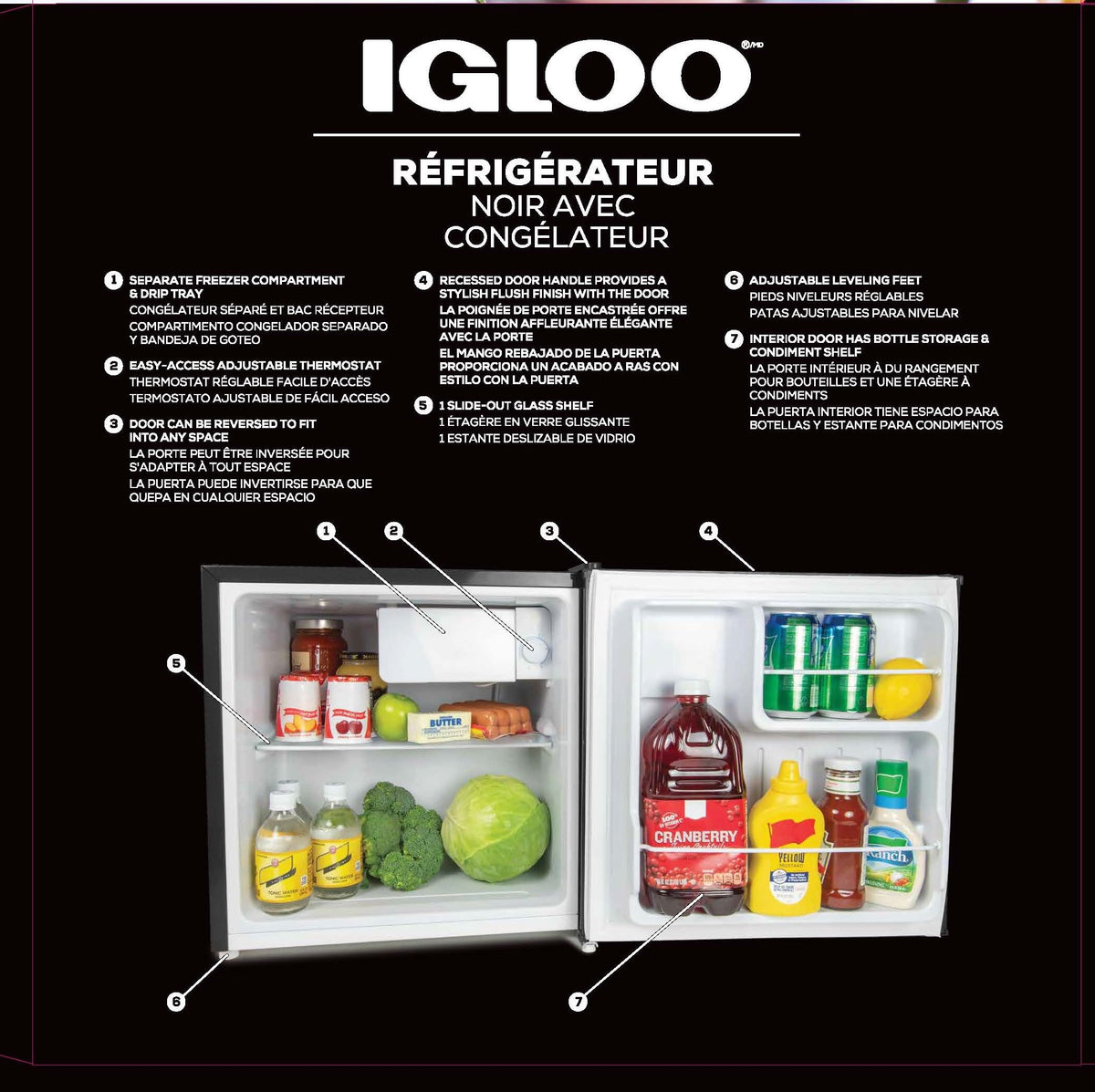 Igloo 2.6 Cu.Ft Mini Fridge with Freezer- Single Door Compact Refrigerator with Glass Shelves for Homes, Dorms & Offices- Keep Snacks, Drinks & Frozen Foods Cool with Temperature Control Fridge- White