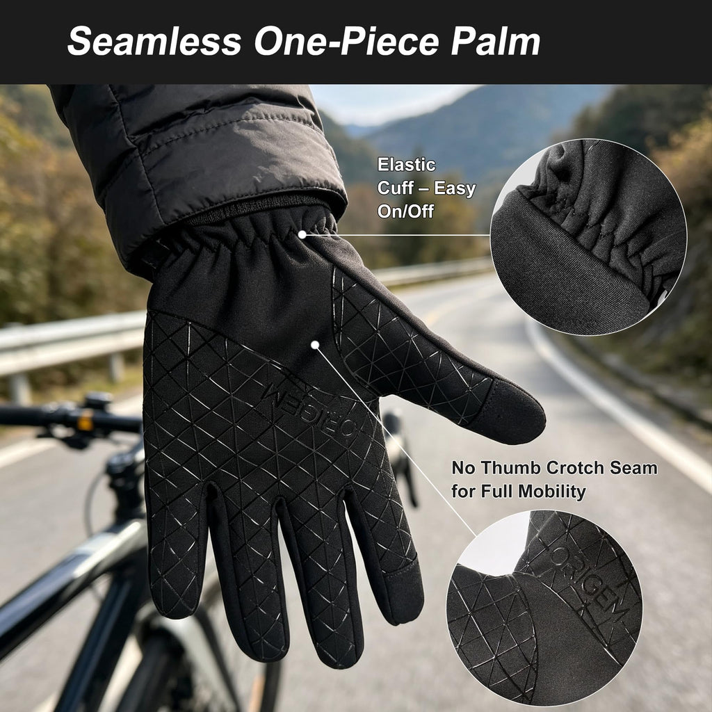 Origem Thermal Winter Gloves for Men Women, Water Resistant Cycling Gloves